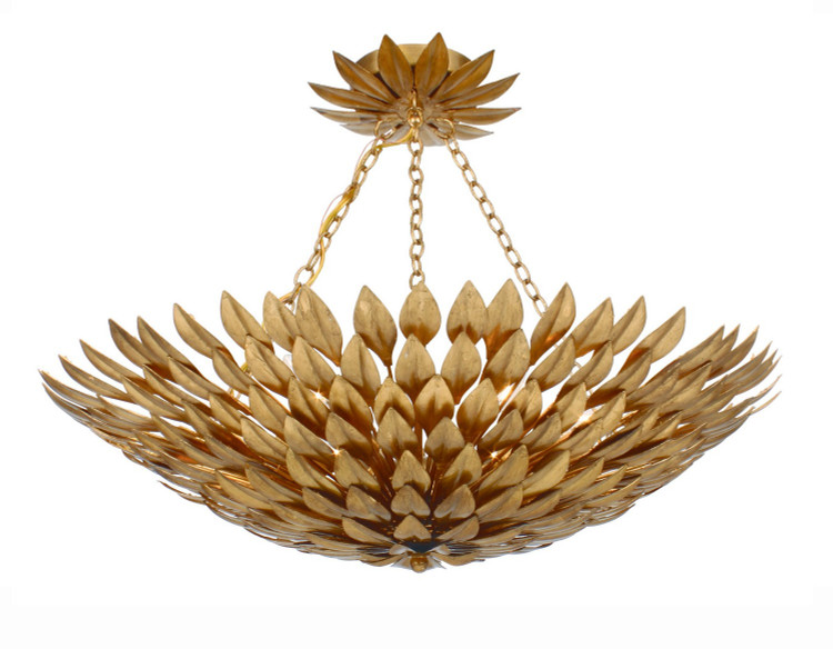 Crystorama - 517-GA_CEILING - Six Light Semi Flush Mount - Broche - Antique Gold