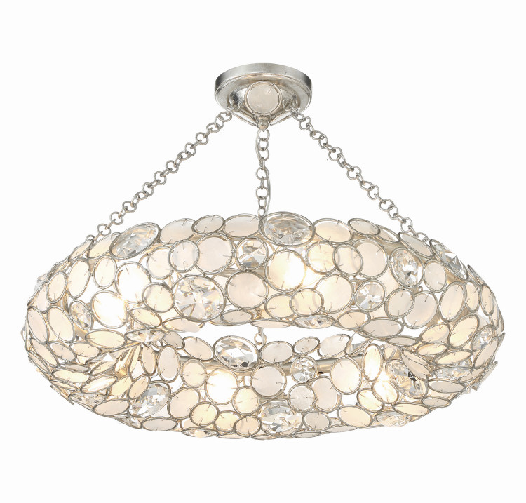 Crystorama - 525-SA_CEILING - Six Light Semi Flush Mount - Palla - Antique Silver