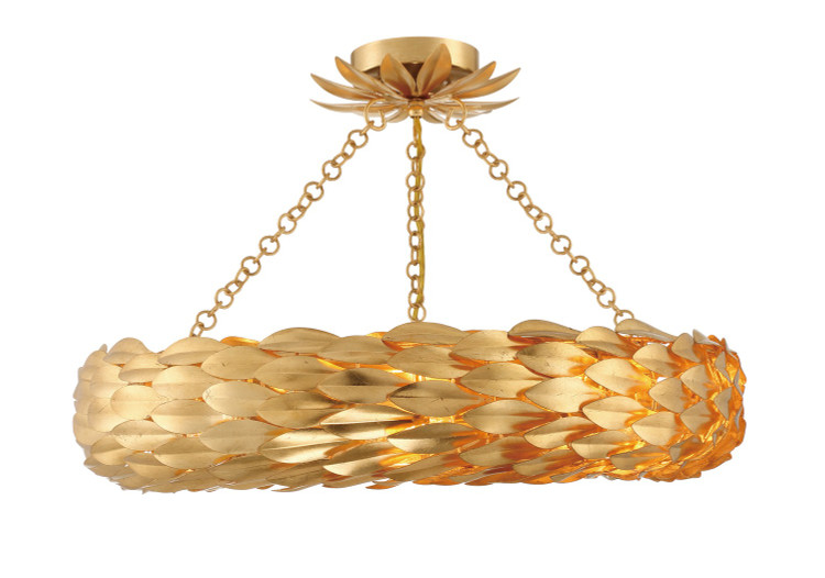Crystorama - 536-GA_CEILING - Six Light Semi Flush Mount - Broche - Antique Gold