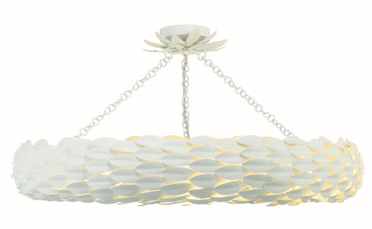 Crystorama - 538-MT_CEILING - Eight Light Semi Flush Mount - Broche - Matte White