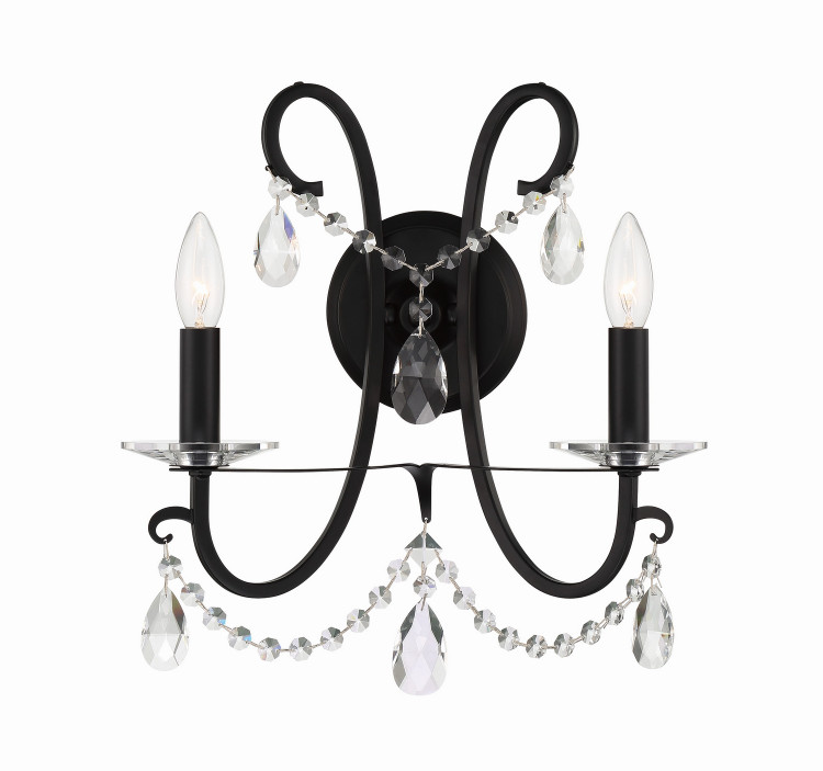 Crystorama - 6822-MK-CL-MWP - Two Light Wall Sconce - Othello - Matte Black Crystorama - 6822-MK-CL-MWP - Two Light Wall Sconce - Othello - Matte Black