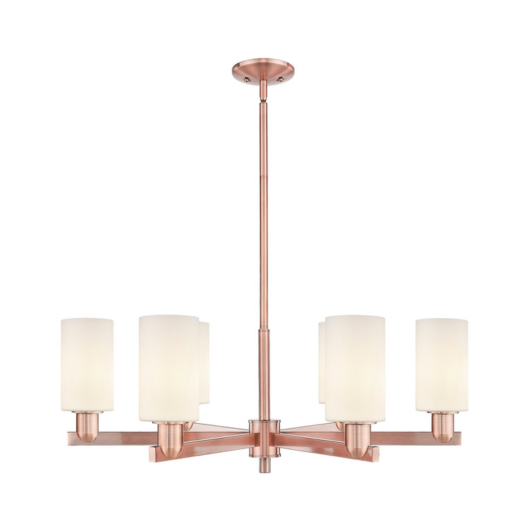 Innovations - 716-6CR-AC-G801 - Six Light Chandelier - Arcadia - Antique Copper