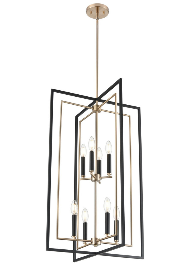 Millennium - 91708-MB/MG - Eight Light Pendant - Noelle - Matte Black/Modern Gold