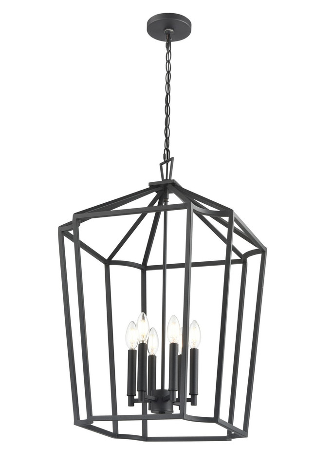 Millennium - 91806-TBK - Six Light Chandelier - Hylena - Textured Black