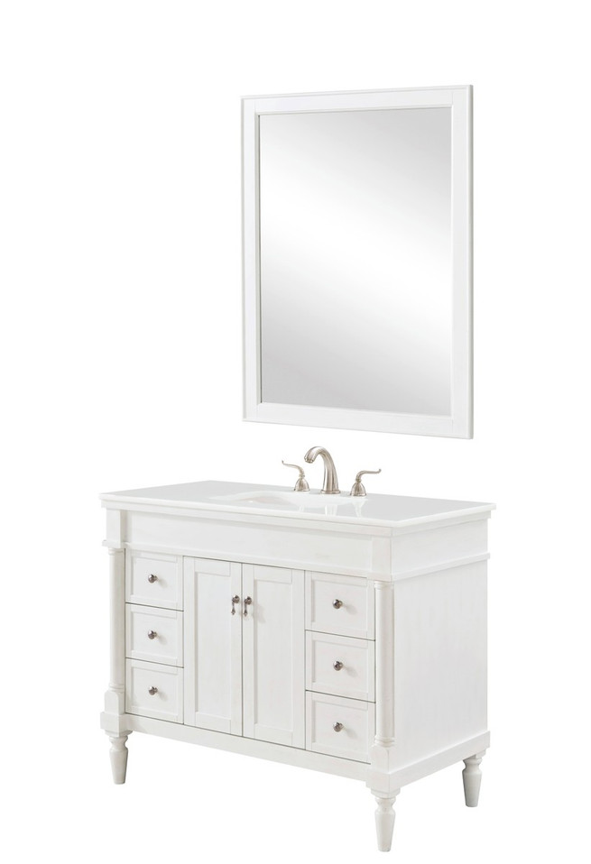 Elegant Lighting - VF13042AW-VW - Single Bathroom Vanity - Lexington - Antique white Elegant Lighting - VF13042AW-VW - Single Bathroom Vanity - Lexington - Antique white