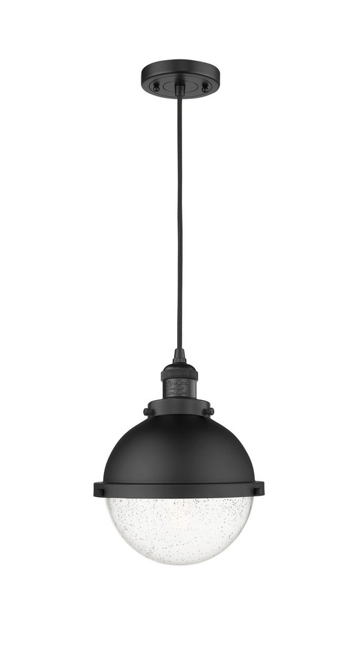 Innovations - 201C-BK-HFS-84-BK-LED - LED Mini Pendant - Franklin Restoration - Matte Black