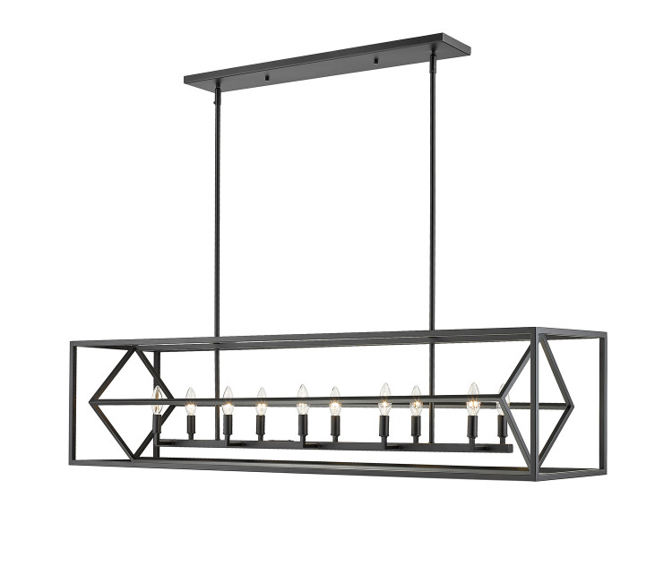 Z-Lite - 457-10L-MB - Ten Light Linear Chandelier - Euclid - Matte Black Z-Lite - 457-10L-MB - Ten Light Linear Chandelier - Euclid - Matte Black