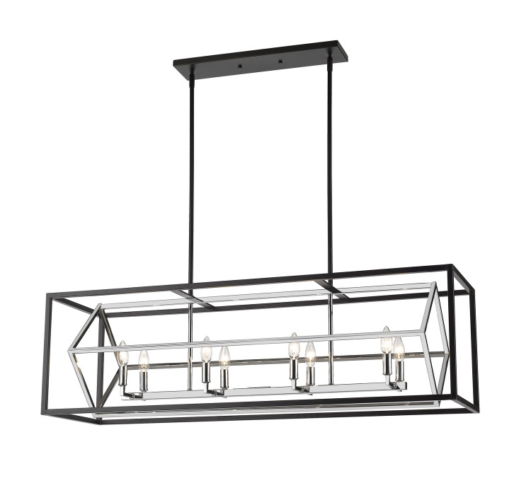 Z-Lite - 457-8L-CH-MB - Eight Light Linear Chandelier - Euclid - Chrome + Matte Black