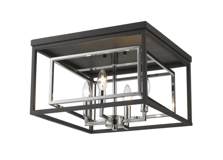 Z-Lite - 457F-CH-MB - Four Light Flush Mount - Euclid - Chrome + Matte Black