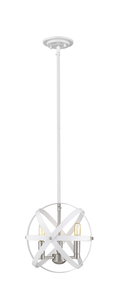 Z-Lite - 463-12HWH-BN - Three Light Chandelier - Cavallo - Hammered White + Brushed Nickel
