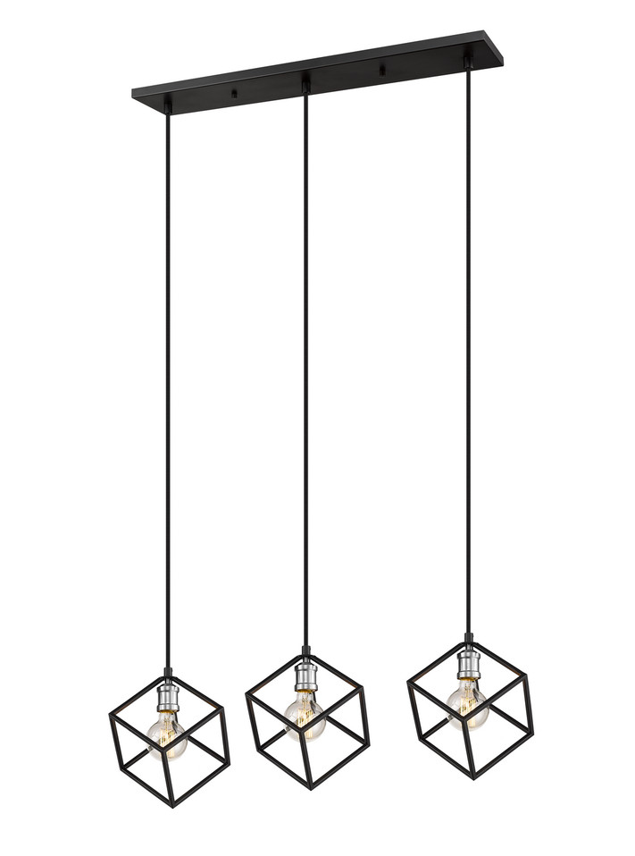 Z-Lite - 478-3L-MB-BN - Three Light Linear Chandelier - Vertical - Matte Black + Brushed Nickel