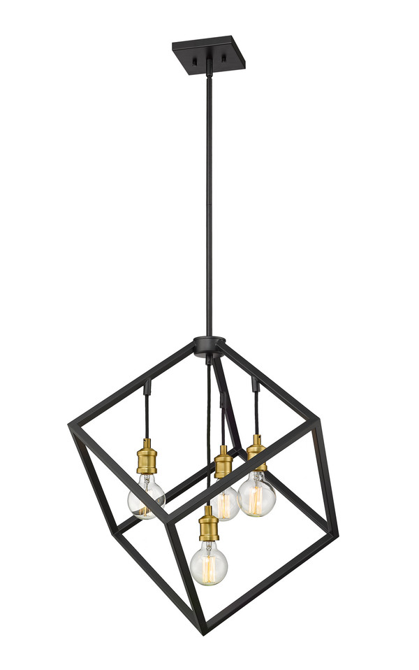 Z-Lite - 478P24-BRZ-OBR - Four Light Chandelier - Vertical - Bronze + Olde Brass Z-Lite - 478P24-BRZ-OBR - Four Light Chandelier - Vertical - Bronze + Olde Brass