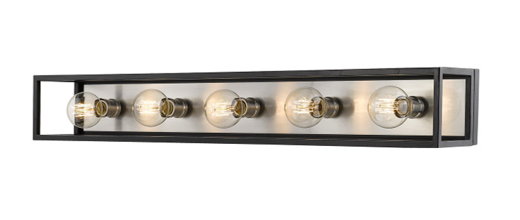 Z-Lite - 480-5V-MB-BN - Five Light Vanity - Kube - Matte Black + Brushed Nickel