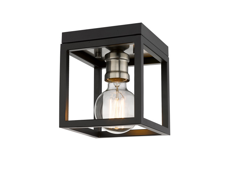 Z-Lite - 480F1-MB-BN - One Light Flush Mount - Kube - Matte Black + Brushed Nickel