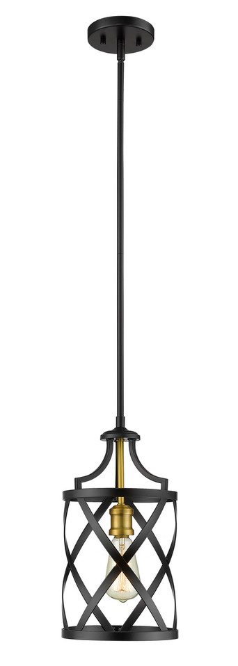 Z-Lite - 481MP-MB-OBR - One Light Pendant - Malcalester - Matte Black + Olde Brass