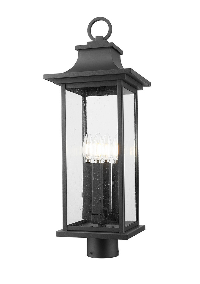 Z-Lite - 5017PHBR-BK - Four Light Outdoor Post Mount Fixture - Tiberius - Black