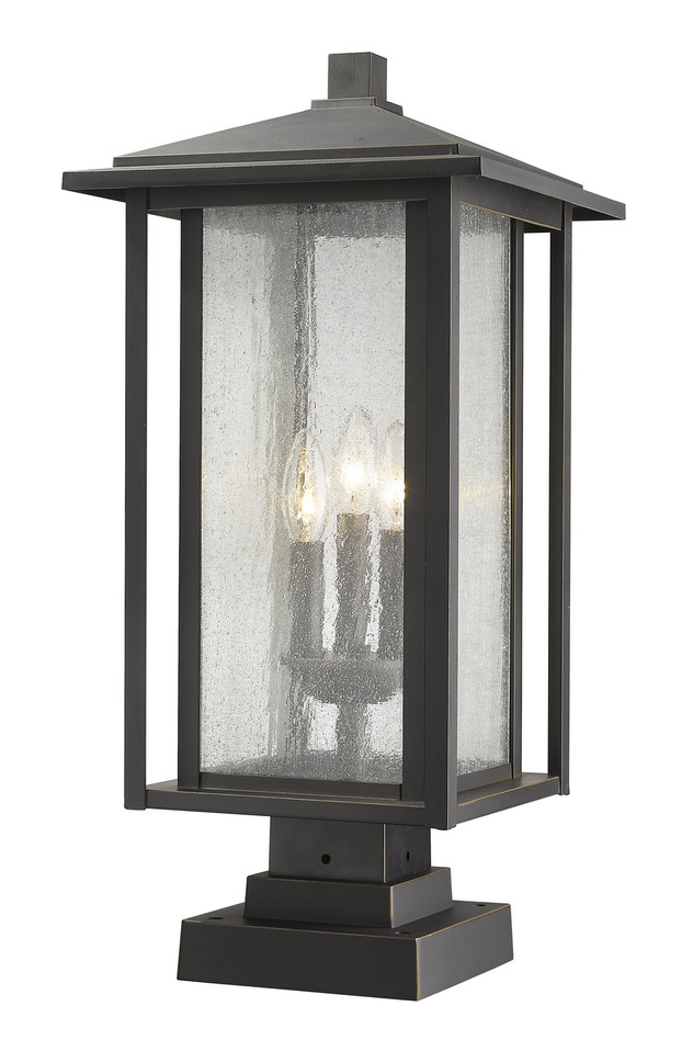 Z-Lite - 554PHXLS-SQPM-ORB - Three Light Outdoor Pier Mounted Fixture - Aspen - Oil Rubbed Bronze