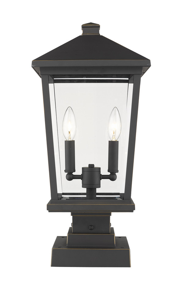 Z-Lite - 568PHBS-SQPM-ORB - Two Light Outdoor Pier Mounted Fixture - Beacon - Oil Rubbed Bronze