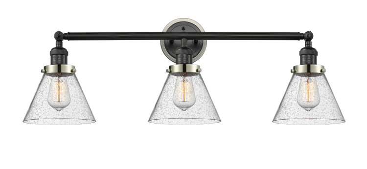 Innovations - 205BK-BPPN-HRPN-G44 - Three Light Bath Vanity - Franklin Restoration - Matte Black