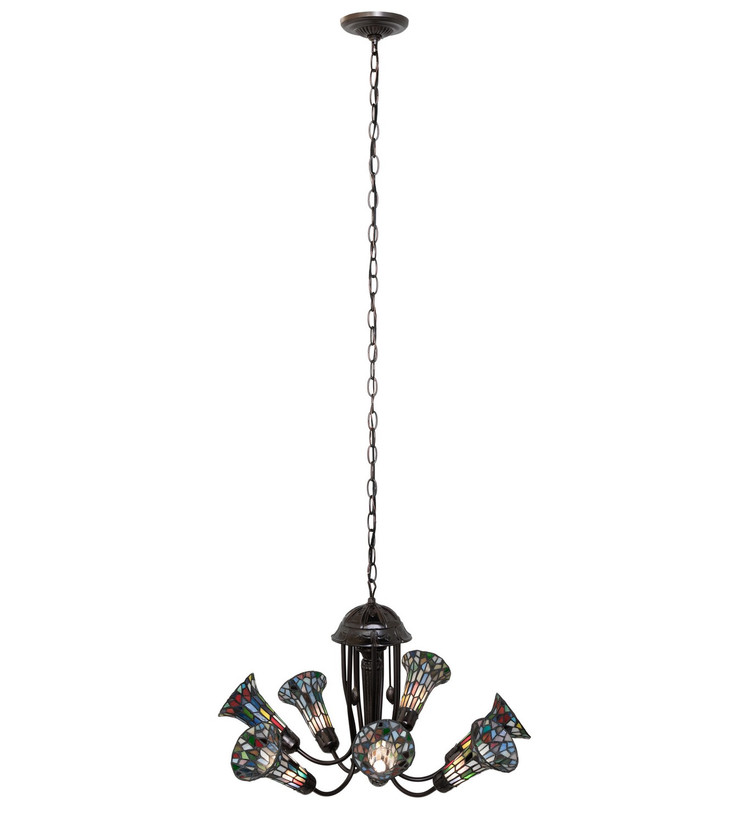 Meyda Tiffany - 251597 - Seven Light Chandelier - Stained Glass Pond Lily - Mahogany Bronze