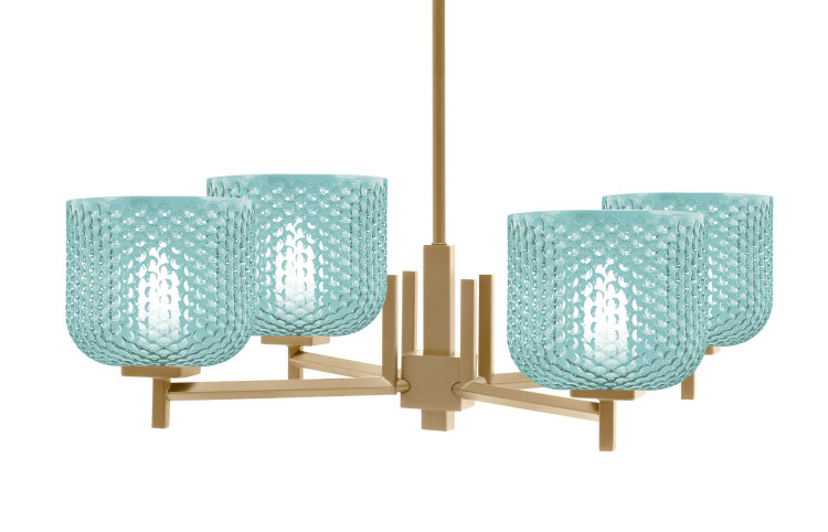 Toltec Lighting - 1204-NAB-4615 - Four Light Chandelier - Franklin - New Age Brass