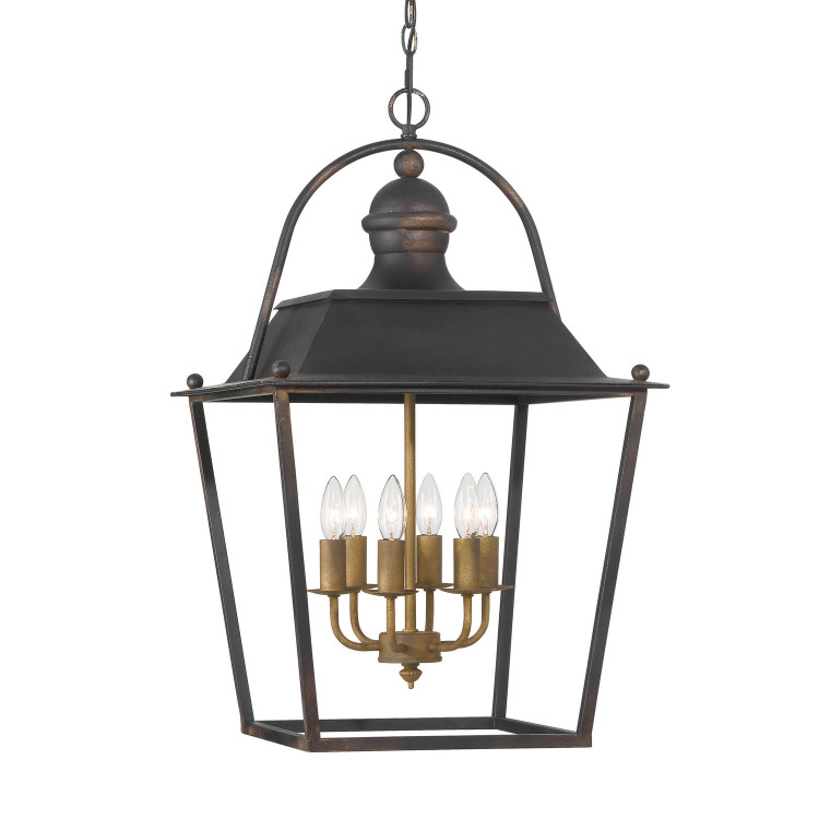 Golden - 0888-6P ABI - Six Light Pendant - Christoff - Antique Black Iron