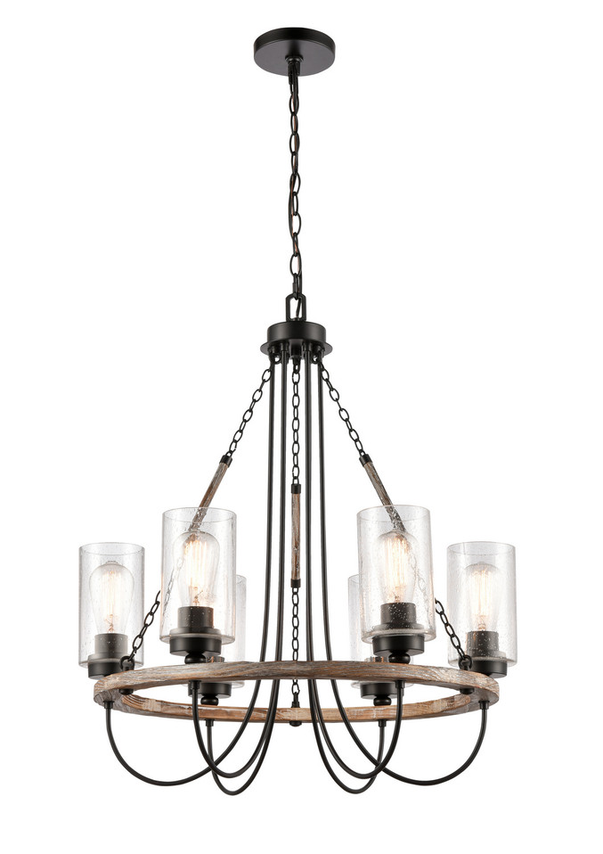 Innovations - 442-6CR-BK-SDY - Six Light Chandelier - Paladin - Matte Black