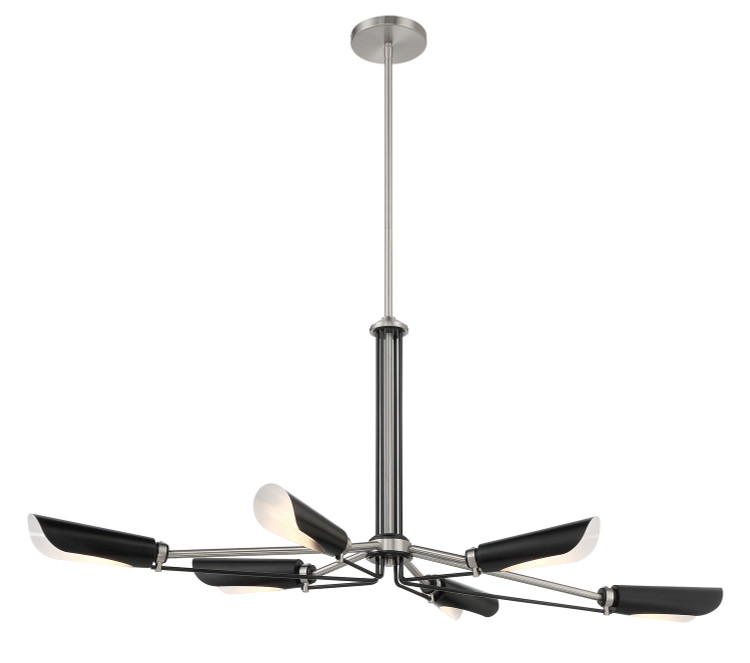 George Kovacs - P1697-691 - Six Light Island Pendant - Turbine - Brushed Nickel and Coal Highlights