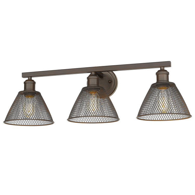 Golden - 0304-BA3 RBZ - Three Light Vanity Light - Carver - Rubbed Bronze