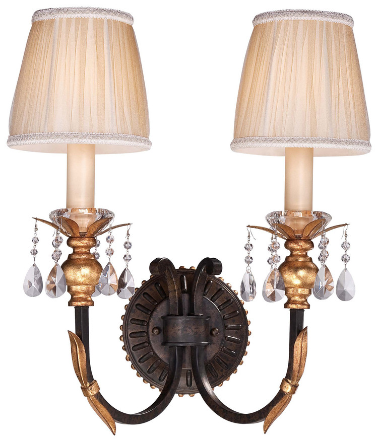 Metropolitan - N2690-258B - Two Light Wall Sconce - Bella Cristallo - French Bronze With Gold Leaf Highlights
