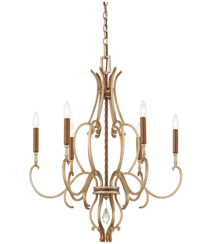 Metropolitan - N6557-690 - Six Light Chandelier - Magnolia Manor - Pale Gold With Distressed Bronze