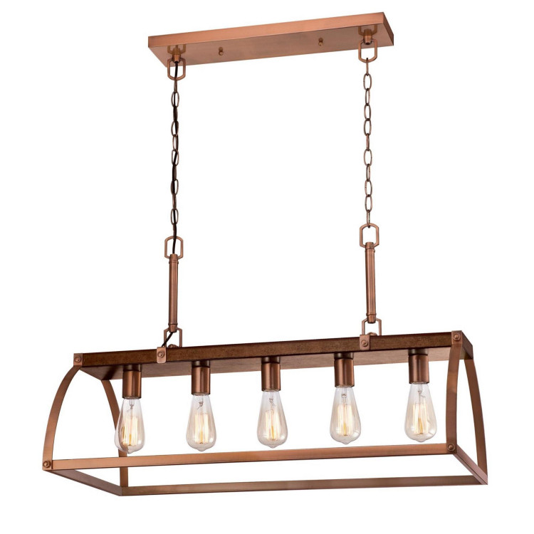 Westinghouse Lighting - 6351600 - Five Light Chandelier - Oak Lane - Barnwood and Washed Copper