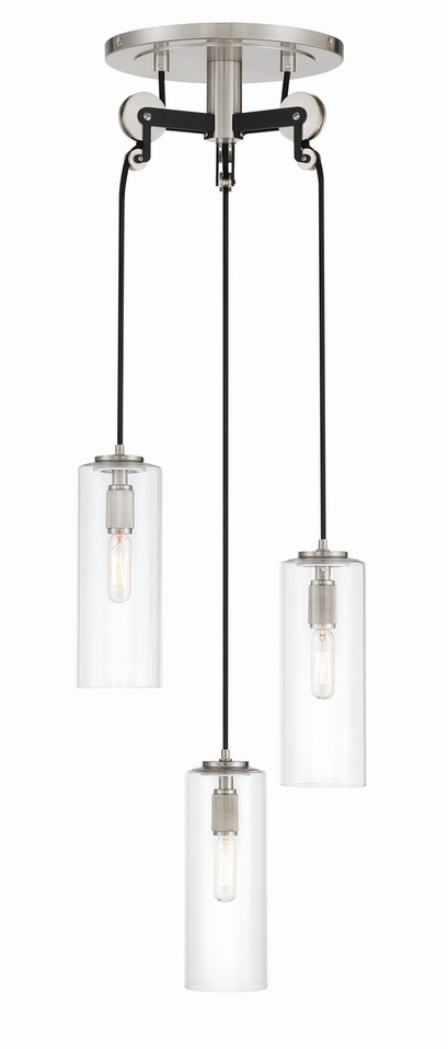 Minka-Lavery - 2897-691 - Three Light Pendant - Pullman Junction - Coal w/Brushed Nickel