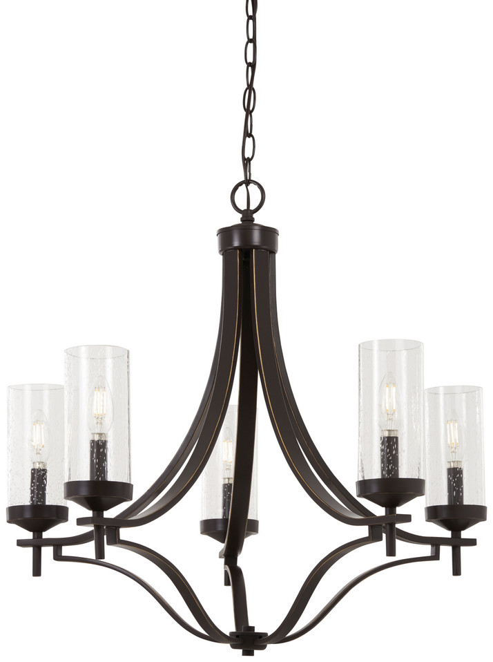 Minka-Lavery - 4655-579 - Five Light Chandelier - Elyton - Downtown Bronze w/Gold Highlights