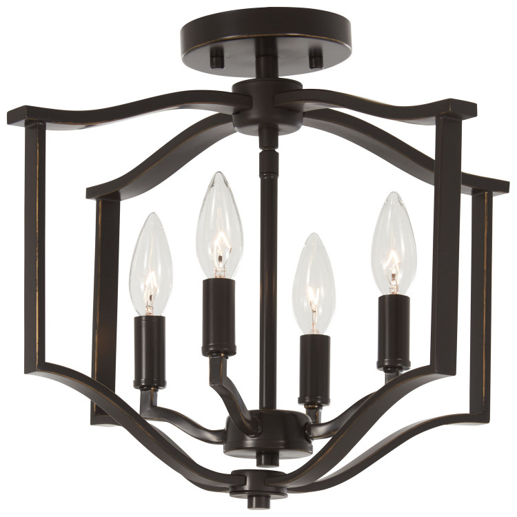 Minka-Lavery - 4656-579 - Four Light Semi Flush Mount - Elyton - Downtown Bronze w/Gold Highlights