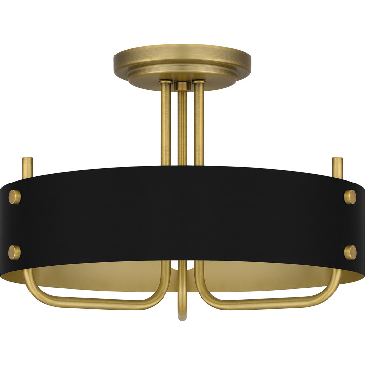 Quoizel - MAD1717AB - Three Light Semi Flush Mount - Madden - Aged Brass
