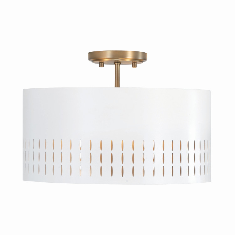 Capital Lighting - 250231AW - Three Light Dual Mount Semi Flush/Pendant - Dash - Aged Brass and White Capital Lighting - 250231AW - Three Light Dual Mount Semi Flush/Pendant - Dash - Aged Brass and White