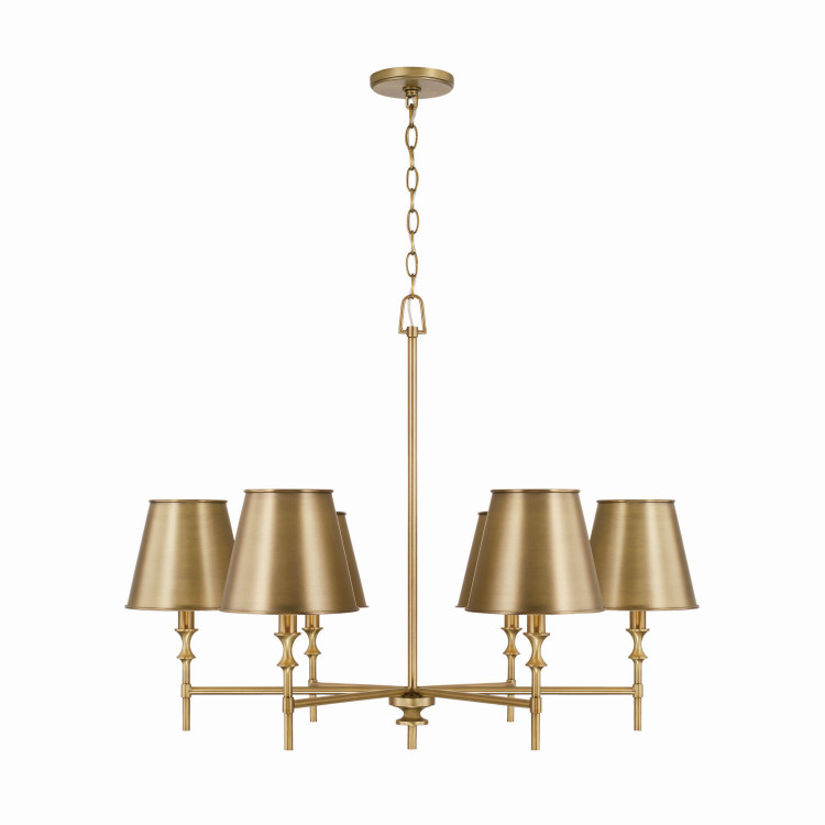 Capital Lighting - 449761AD-707 - Six Light Chandelier - Whitney - Aged Brass