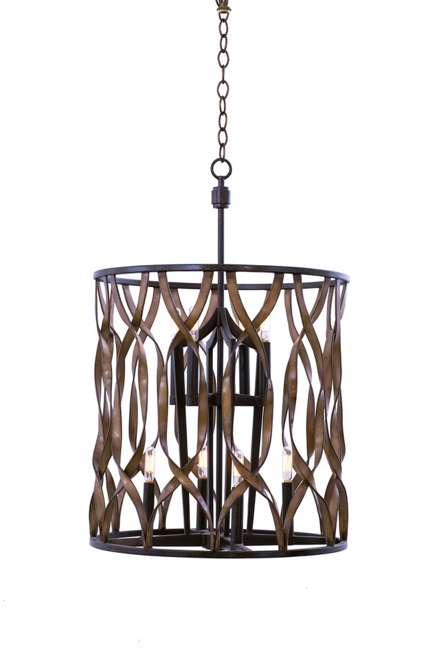 Kalco - 501852MC - Eight Light Foyer Pendant - Soho - Milk Chocolate