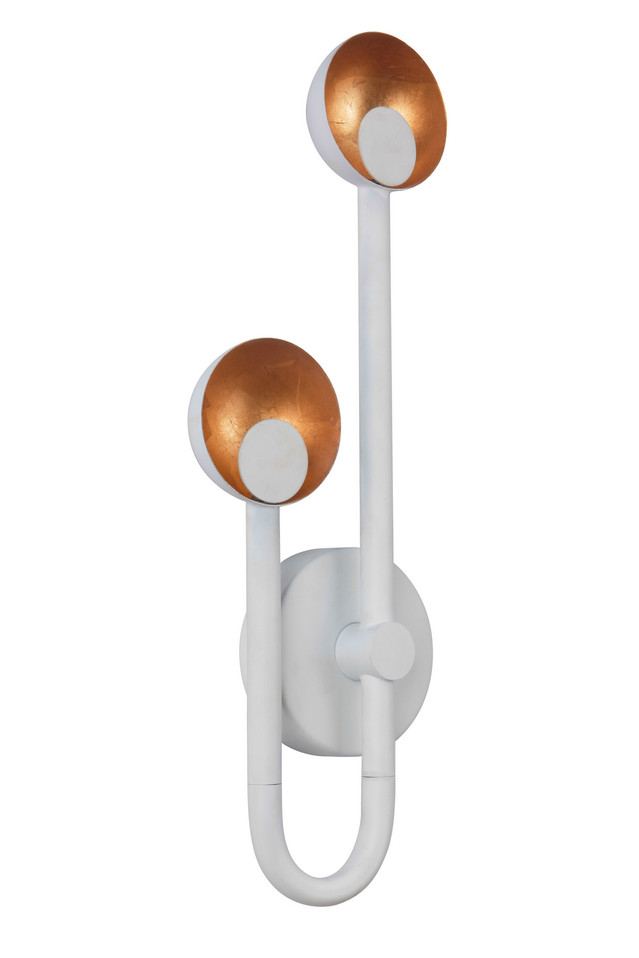 Craftmade - 49262-MWWGL-LED - Two Light Wall Sconce - Foundry - Matte White/Gold Leaf