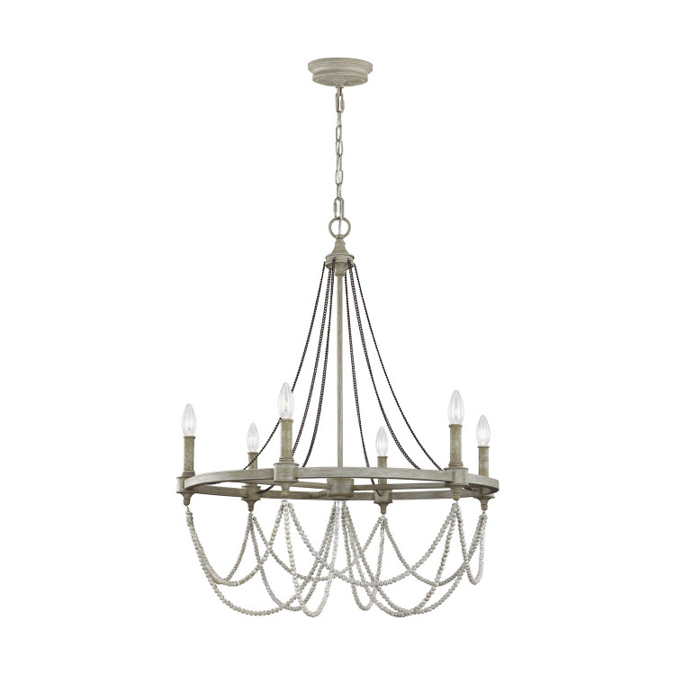 Visual Comfort Studio - F3132/6FWO/DWW - Six Light Chandelier - Beverly - French Washed Oak / Distressed White Wood Visual Comfort Studio - F3132/6FWO/DWW - Six Light Chandelier - Beverly - French Washed Oak / Distressed White Wood