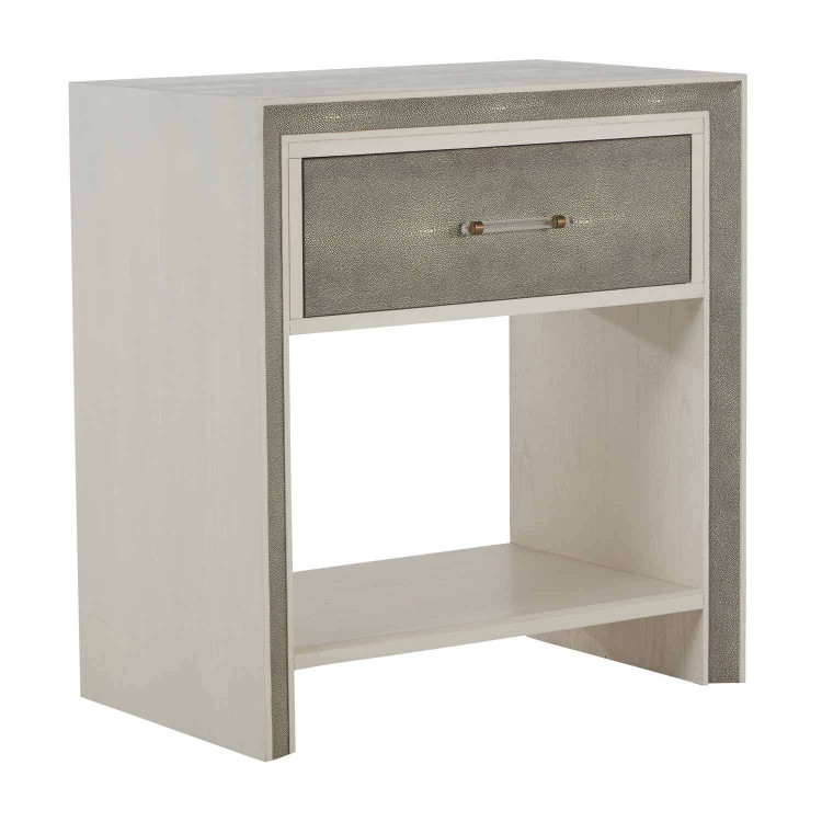 Gabby - SCH-167060 - Nightstand - Alford - Cerused White|Sea Green Shagreen|Clear Acrylic