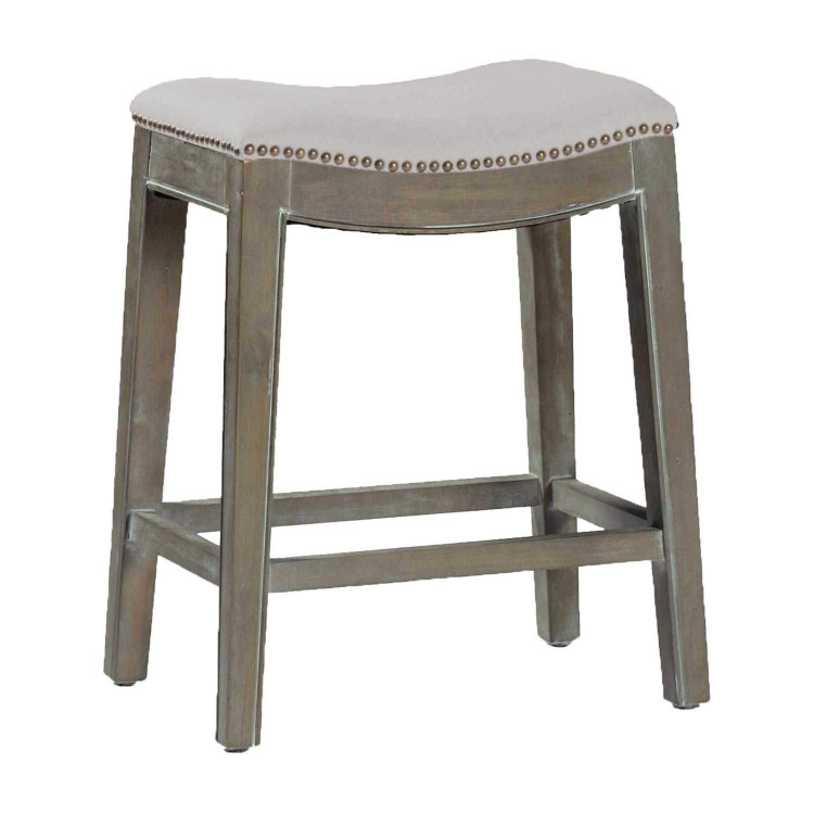 Gabby - SCH-575-S300-F03 - Counter Height Stool - Vivian - Burnished Oak|Sunbrella Linen Dove|Antique Brass Nailheads