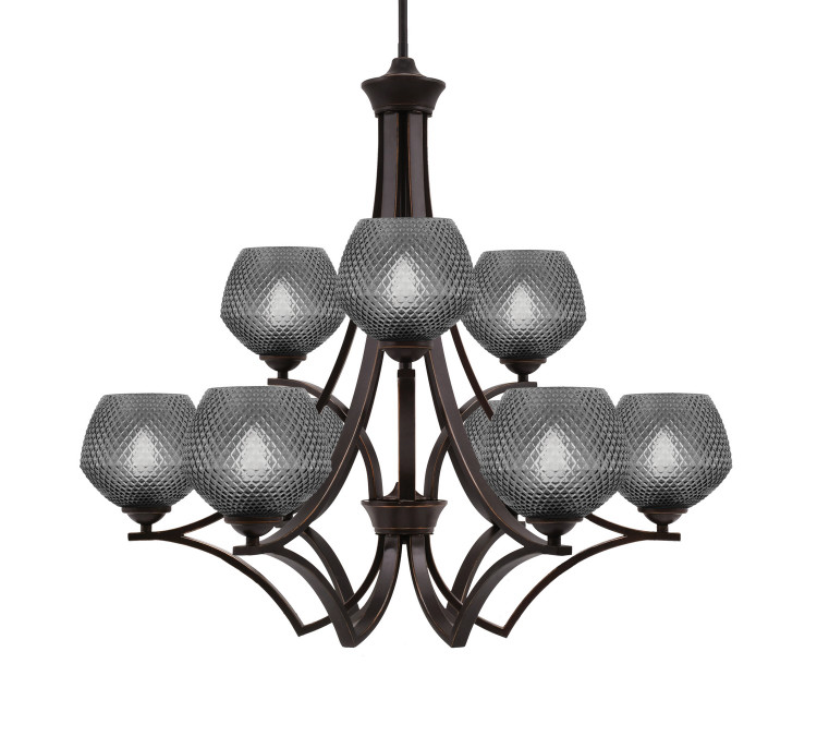 Toltec Lighting - 569-DG-4622 - Nine Light Chandelier - Zilo - Dark Granite