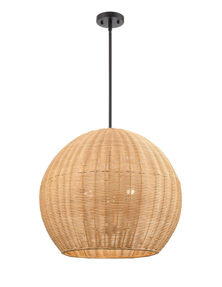 Millennium - 9025-NAT - Three Light Pendant - Elise - Matte Black