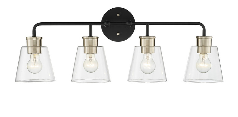 Millennium - 9134-MB/MG - Four Light Vanity - Cameron - Matte Black/Modern Gold