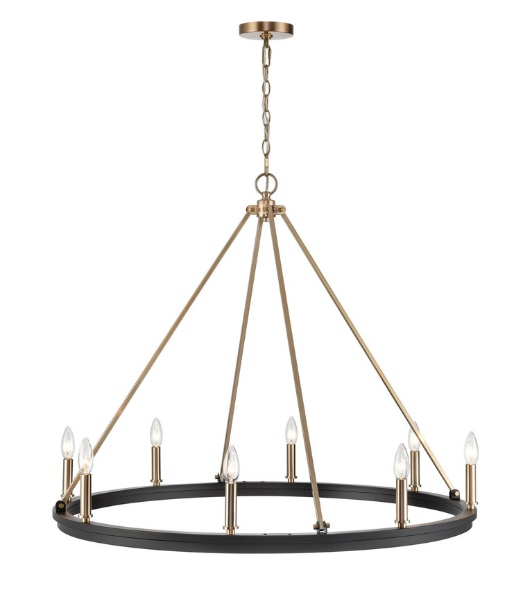 Millennium - 9508-MB/MG - Eight Light Chandelier - Carruth - Matte Black/Modern Gold