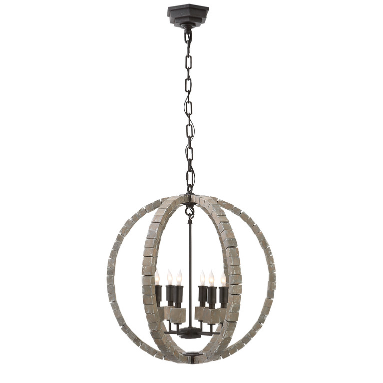 Visual Comfort Signature - CHC 5130BW - Six Light Chandelier - crystal cube - Belgian White