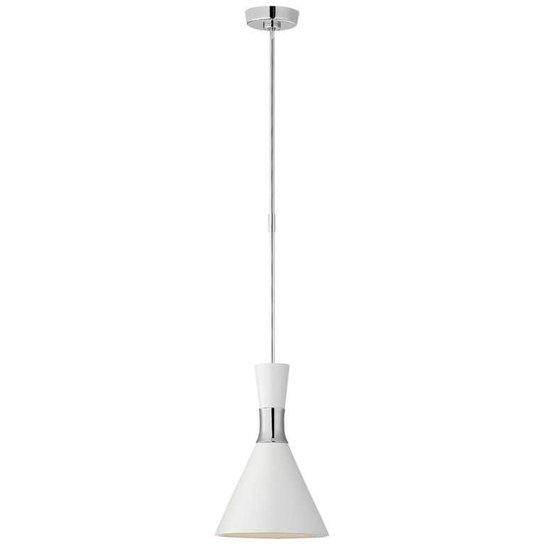 Visual Comfort Signature - S 5640PN-WHT - One Light Pendant - Liam - Polished Nickel