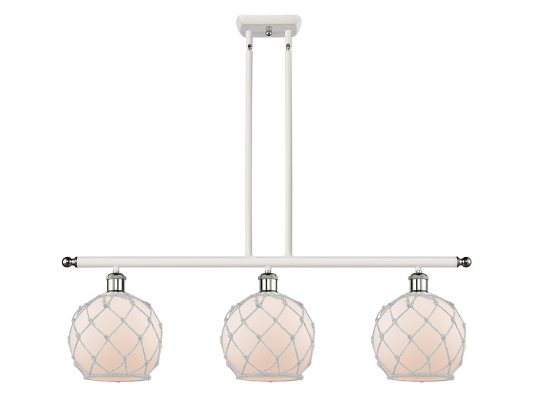 Innovations - 516-3I-WPC-G121-8RW - Three Light Island Pendant - Ballston - White Polished Chrome